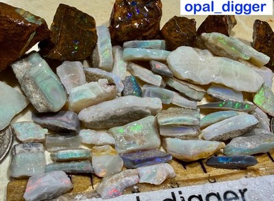 AUSTRALIAN ROUGH OPAL AUCTIONS BLACK DARK CRYSTAL BOULDER CUTTERS  281 Ct VIDEO