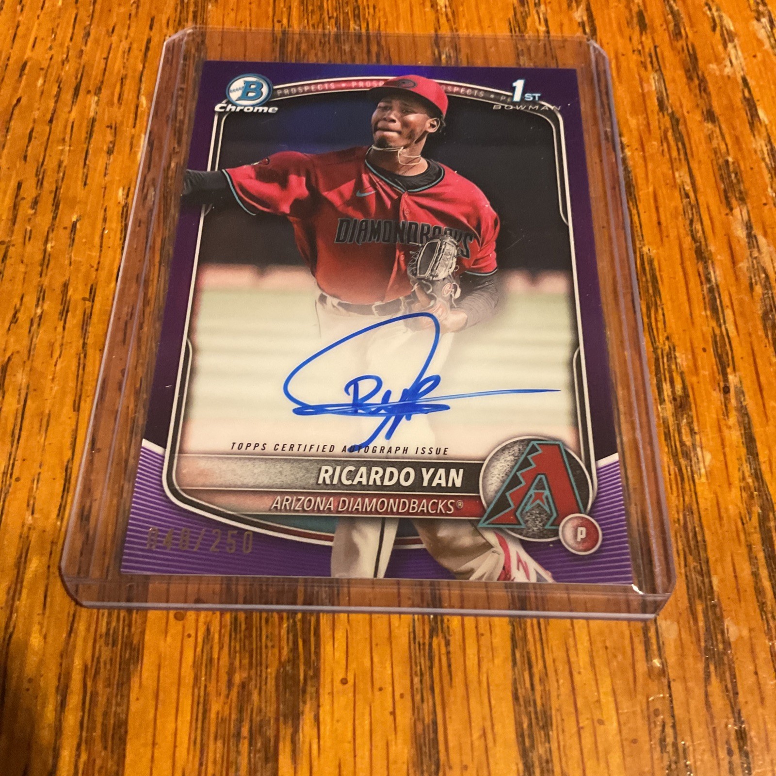 2025 Bowman Ricardo Yan Chrome Auto Purple Raywave/250 #CPA-RY 1st