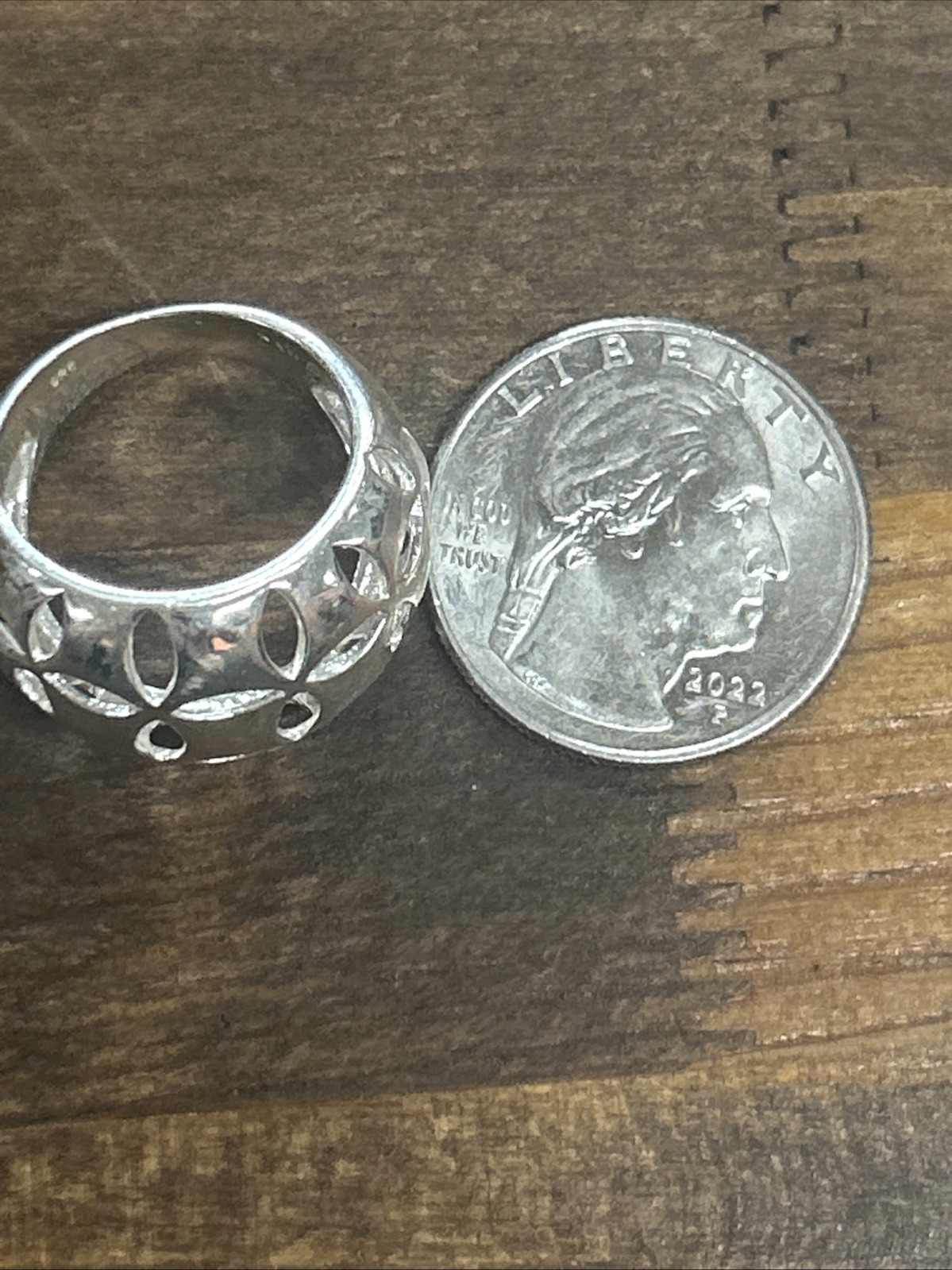 925 Circle Pattern Sterling Silver Ring Size 7.5 … - image 4