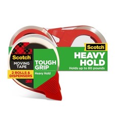 2ct Tough Grip Moving Tape with Dispenser: Clear Packing Tape for MovingSupplies