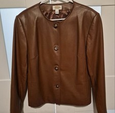 talbots brown leather jacket