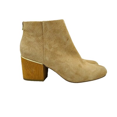 Womens Size 7.5 Calvin Klein Shoes Brown Jenna Heel Ankle Booties Zipper Boots