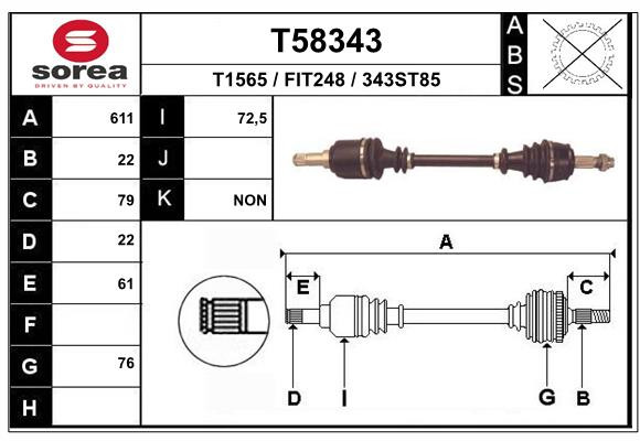 EAI Antriebswelle Vorne Links Passend FüR Fiat Punto 188_ 188AX T58343-image