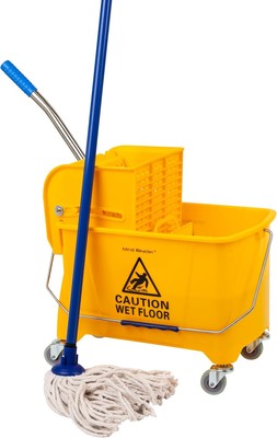 Mind Reader Mop Bucket with Wringer, 22 Qt (5.5 Gallon), Bucket, Yellow 