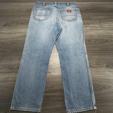 Vintage Dickies Jeans Mens 34x28 Light Wash Blue Relaxed Straight Denim 90s