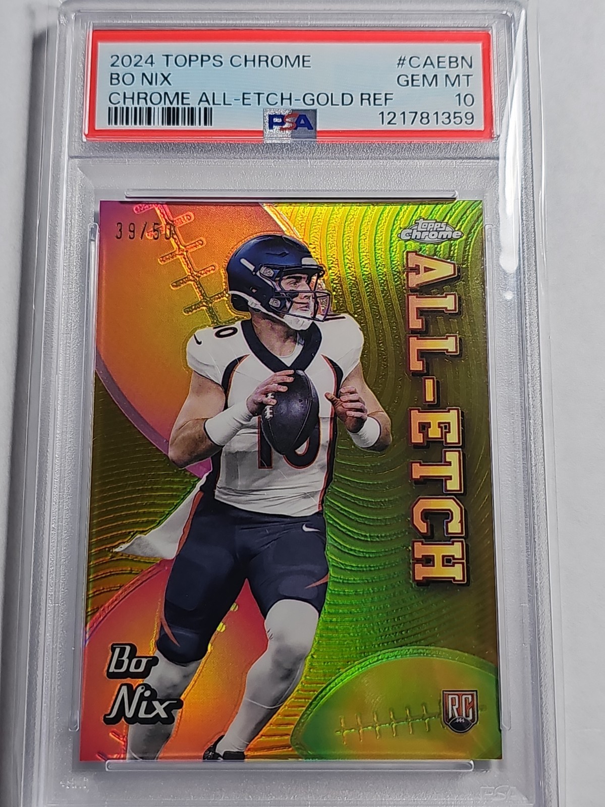 Bo Nix Topps Chrome All-Etch #CAEBN Gold Refractor