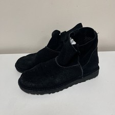 UGG Classic Unlined Black Suede Mini Boots Women s Size 8 Perforated Booties