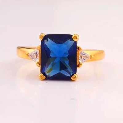 1,20 kt Smaragdschliff Lab Created Diamant Saphir Damenring 14 K Gelbgold FN