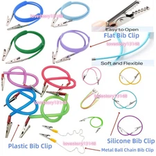 4 Types Dental Scarf Bib Clip Flexible Chain Napkin Holders Metal Ball Clamps