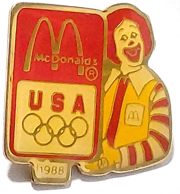 McDonald's Restaurant Ronald McDonald Olympics Seoul 1988 Team USA Lapel Pin