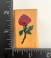 Comotion Single Long Stemmed Rose Flower 273 Wood Mounted Rubber Stamp