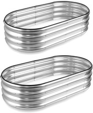 JERIA Raised Garden Bed,Galvanized Raised 2 Pcs 4×2×1ft Planter Boxes Outdoor wi