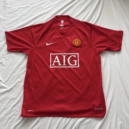 Original Manchester United 2007/09 Home Football Shirt Size L E317