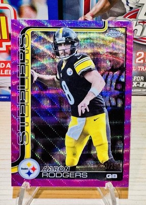 AARON RODGERS 2025 TOPPS CHROME PINK REFRACTOR /250 STEELERS
