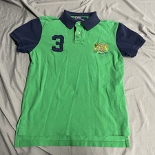 Vintage Polo Ralph Lauren Big Number Crest Logo Green Blue Polo Shirt Size Small
