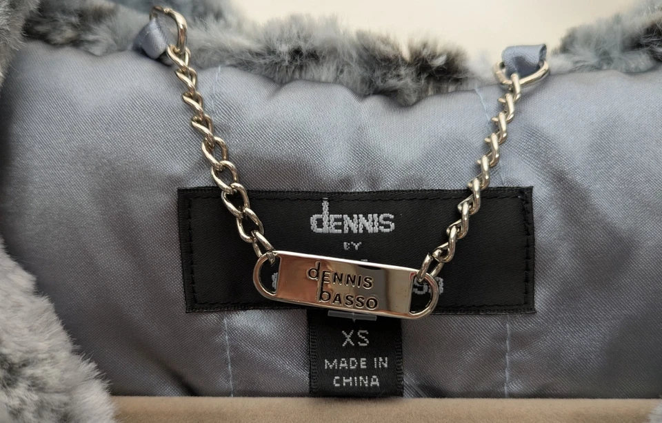 Chaleco suave sin mangas con capucha azul gris piel sintética Dennis Basso XS Foto 3 de 4