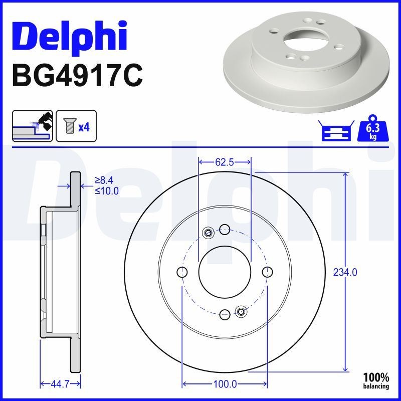 Für DELPHI BG4917C Brake disc set BG4917C Brake disc set (2 pcs.) rear L/R fits - Bild 5