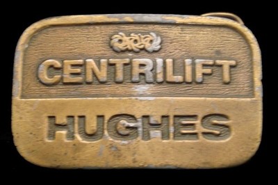 QG02137 VINTAGE 1970s **CENTRILIFT HUGHES** BRASSTONE OILFIELD BUCKLE