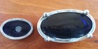 2 Sterling Silver Open Oval Salt Dip Cellars with Cobalt Blue Glass Liners — photo 4