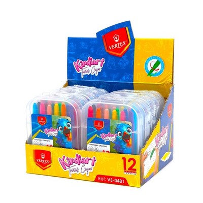 VERTEX Kindiart VS-0481 Twistable Crayons Bulk 12 Sets Non-Toxic No Mess Drawing