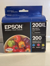 Genuine Epson 200XL Black 200 Cyan Magenta Yellow Ink Cartridge Set Exp: 1/2025