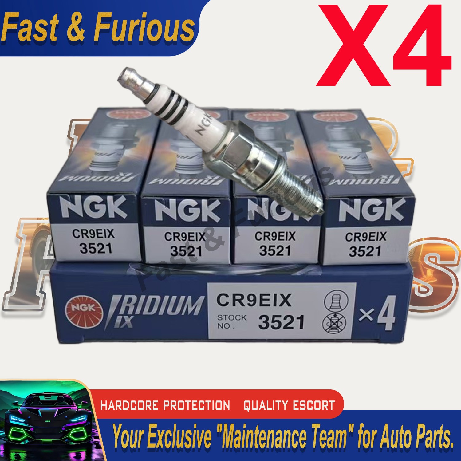 4x NGK CR9EIX Iridium IX Spark Plug For SUZUKI GSXR Motorcycle Tune Up Kit 3521