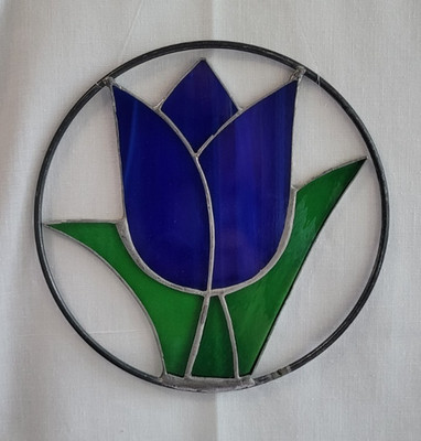 Blue Tulup Stain Glass Suncatcher