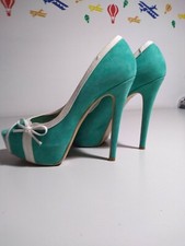 Scarpe donna in pelle con plateau e tacco 10 - Decolte aperte davanti numero 40