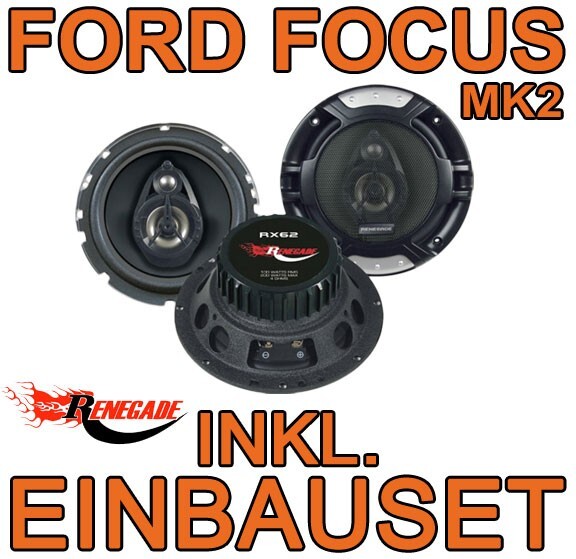 Ford Focus MK2 3-WEGE Front Lautsprecher Boxen Einbauset 16Cm Renegade Koaxe NEU-image