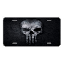 Matrícula de aluminio de novedad personalizada con tipo calavera The Punisher Añadir nombres