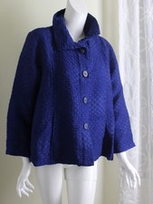Habitat Sz L Vibrant Blue Crinkled Puckered Artful Material Swing Jacket Blazer
