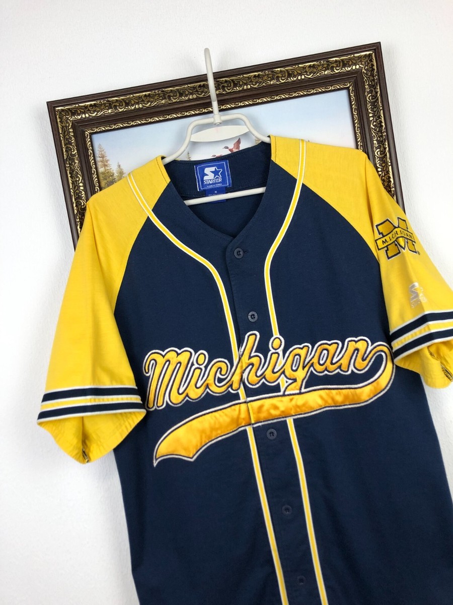 Vintage 90's Starter Michigan Wolverines NCAA Blue Baseball Jersey