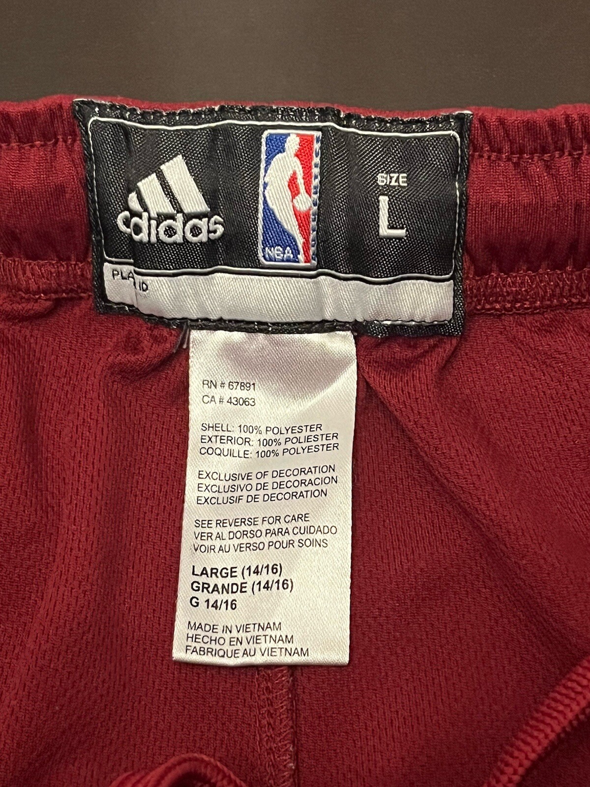 Cleveland Cavaliers Shorts Adidas Youth Large (14-16) Red NBA thumbnail 5