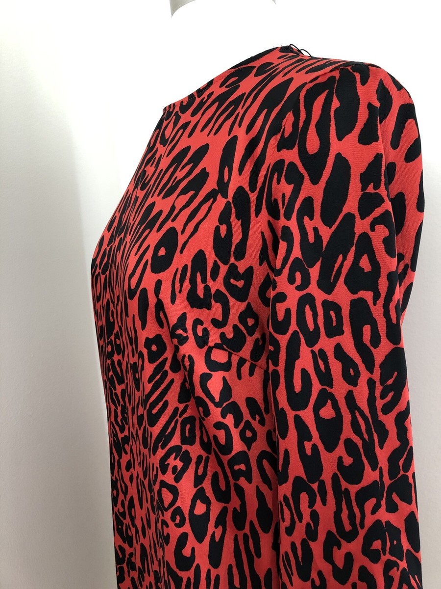 New Zara Womens Animal Leopard Print Midi Dress Silky Red Black Size Small | eBay New Zara Womens Animal Leopard Print Midi Dress Silky Red Black Size Small | eBay