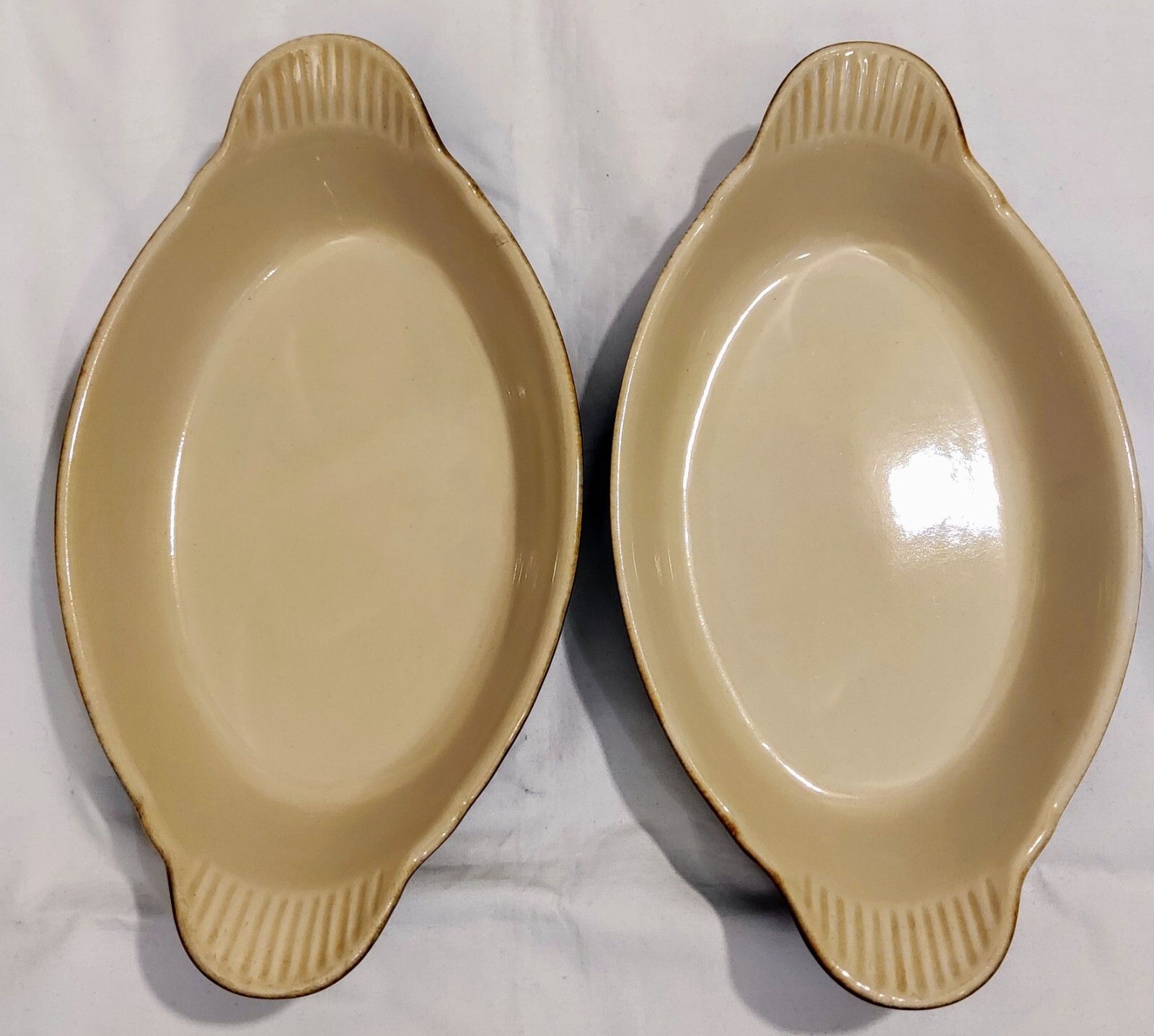 2 X STONEWARE COUNTRYCORE COTTAGE STYLE AU GRATIN DISHES F23A BROWN 🍲