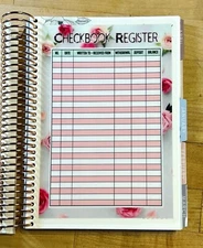 Checkbook Register Dashboard Insert 4 use with ErinCondren A5 Coil Spiral-