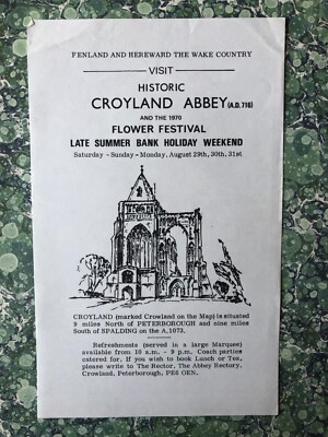 Vintage Flyer Croyland Abbey Blumenfestival August 1970 B/W 1961G