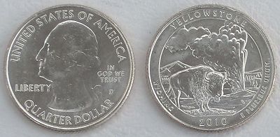 USA Quarter America the Beautiful - Yellowstone D 2010 unz.