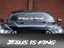 Jesus is King Windshield Banner Decal Sticker Christian God Car Truck SUV #E