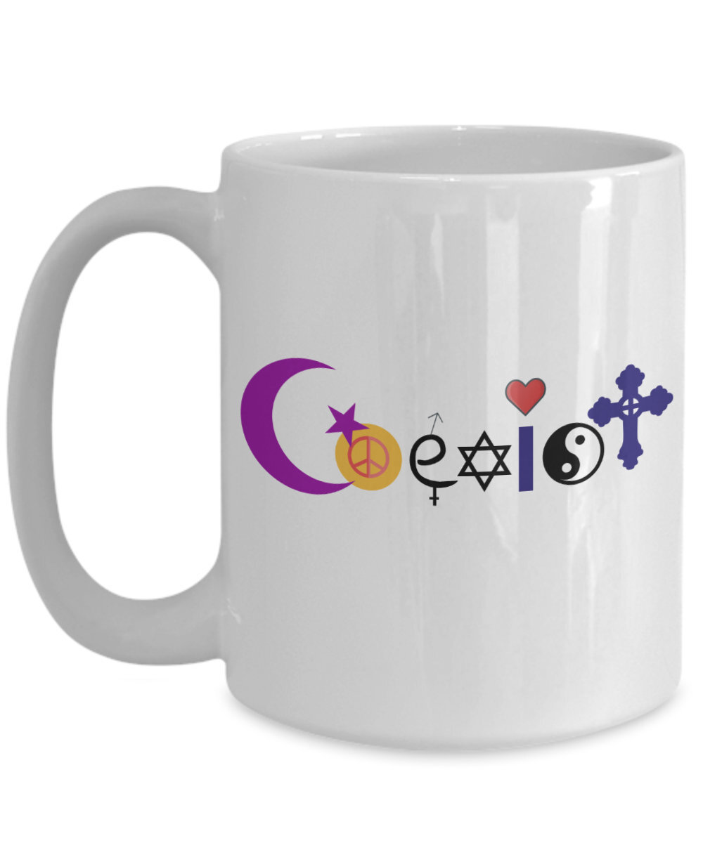 Coexist Coffee Mug With World Religious Symbols For Peace Activists