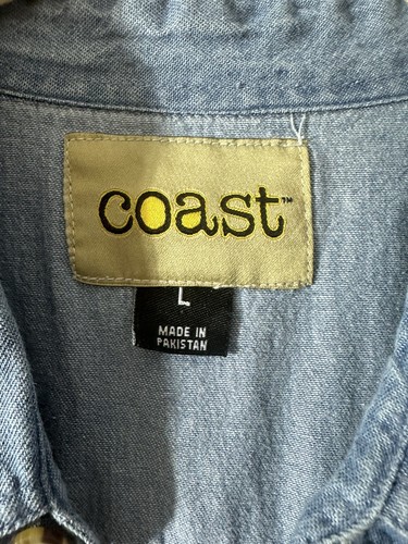 Coast American Dog Trucker Semi 18 Wheeler Vest Demim Blue Mens L Frayed Tank - Picture 10 of 13