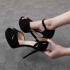Women Sexy 12cm High Heels Platform Thin Heel Pumps Stiletto Sandals Party Shoes