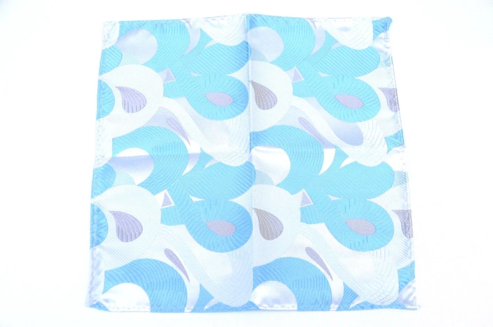 Lord R Colton Masterworks Cuadrado de Bolsillo Plata Aqua Origen Simetría Seda $75 Nuevo Foto 3 de 3