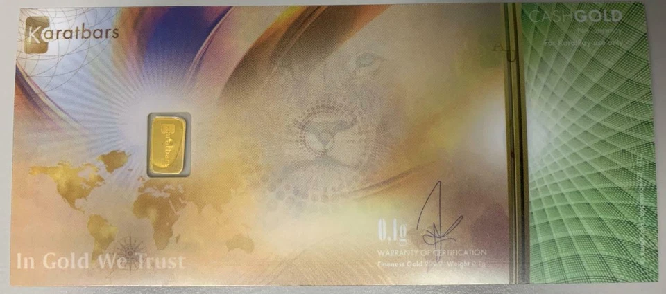 BARRA DE ORO QUILATES NADIR 1/10 GRAMO LINGOTES DE ORO 999,9 ORO 24K ORO EN EFECTIVO Foto 2 de 2