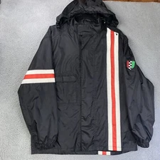 Corazzo Motorcycle Rain Jacket Mens S Black Removable Hood Ride Shield Raincoat