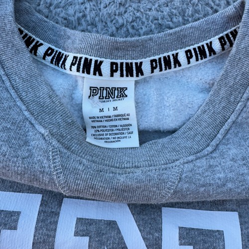 Pink Victoria Secret grauer Pullover Sweatshirt Retro weiß Logo VS Größe M - Bild 4 von 5