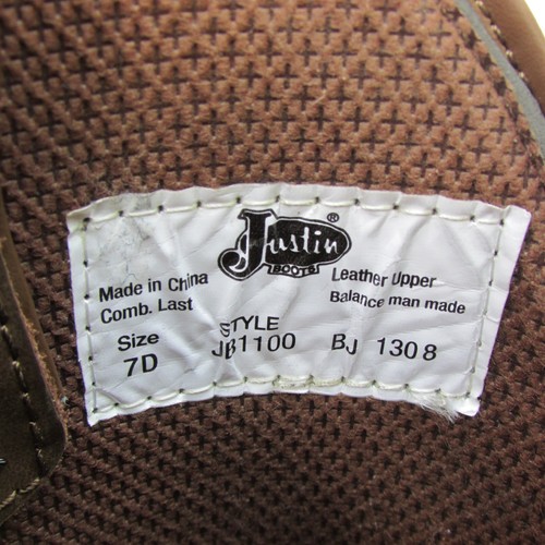 Justin Boots Men's 7D Brown Leather Cowboy Pull On JB1100 Western - Picture 7 of 7