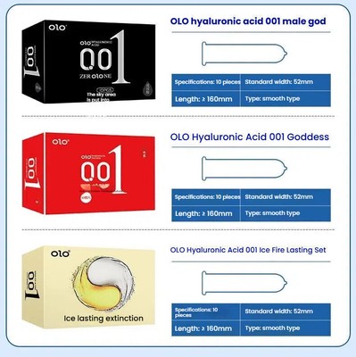 10Pcs olo Kondome - Ultra Super Thin (0.01mm), Glatt, Schlank, Eis - Hot & Delay