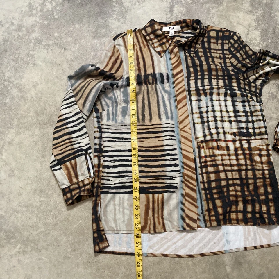 Blusa EE by Etcetera Mujer Talla 8 Abstracta Geo Manga Larga Abotonada Oficina Foto 4 de 4