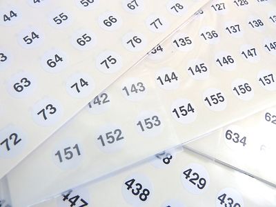 Small White 13mm Round Consecutive, Sequential Number Labels Numbering ...